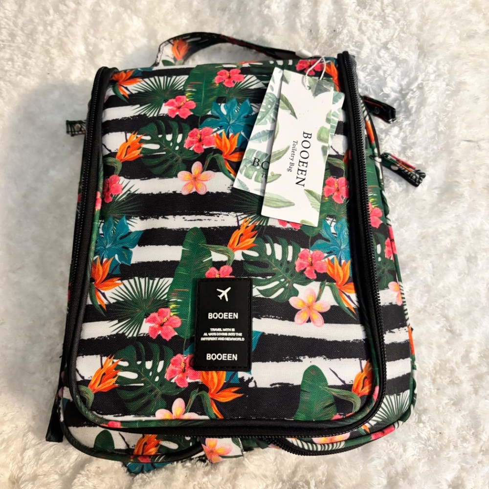 Booeen Women Toiletry Travel Hanging Bag Hawaiian Floral Pattern - Picture 4 of 7